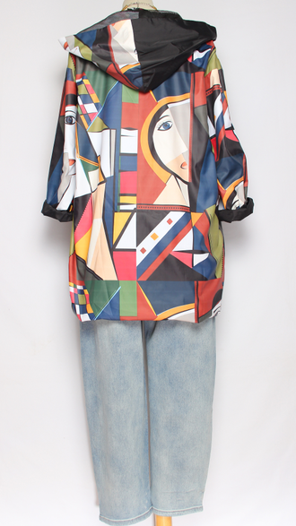 Ветровка  "Пикассо" красный рисунок р.50-56