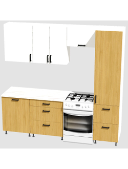 Кухня Эконом 1,8 метра с колонкой (1300х500) Цвет: Белый/Дуб Сонома