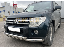 Защита переднего бампера двойная с перемычками d76/60 для Mitsubishi Pajero4 2006-2017
