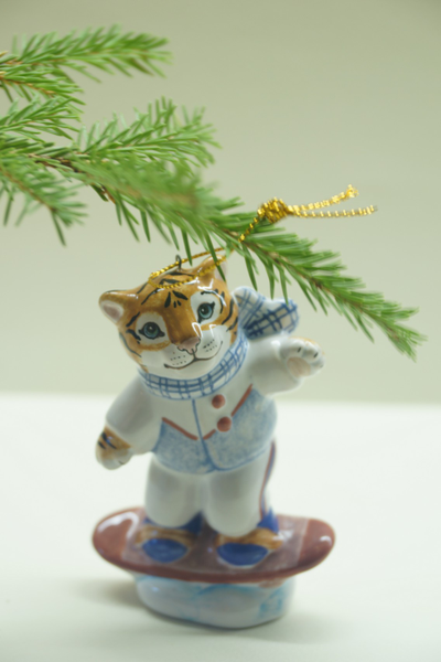 Тигрёнок на сноуборде