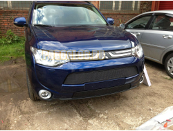 Защита радиатора Mitsubishi Outlander III 2012-2015 black верх PREMIUM