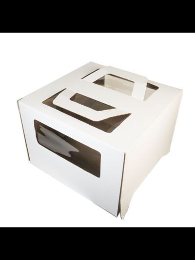 Коробка для торта с ручками с/о (белая, Т22В), 240*240*200мм