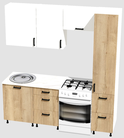 Кухня Эконом 1,5 метра с колонкой (1100х400) Цвет: Белый/Дуб Вотан