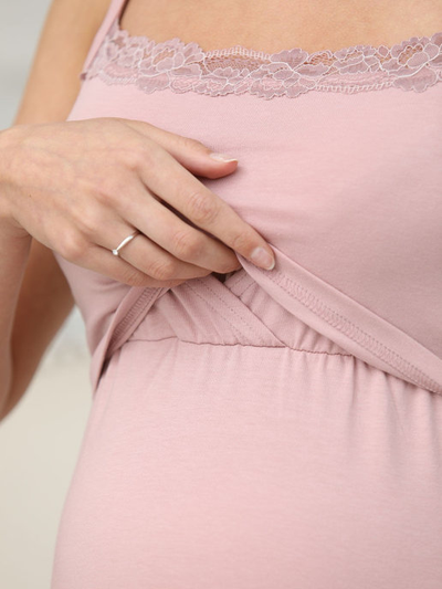 Комплект для беременных и кормящих 1-НМК 14928 халат и сорочка пудровый