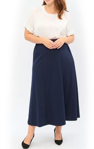 Женская удлиненная юбка на резинке арт. 11724-0761 (Цвет темно-синий)  Размеры 52-82
