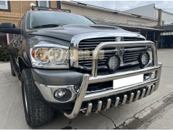 Защита переднего бампера скоба высокая + «акула» d76/60/53  DODGE RAM 2500 Mega Cab 2004-2010