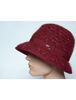 Фетровая шляпа с отделкой меланжевой пряжей Vizio Италия 6924 PL бордовая