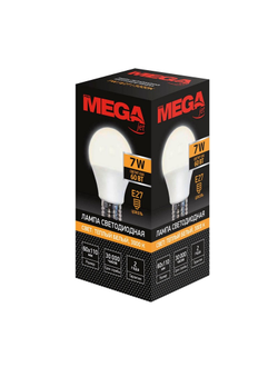 Лампа светодиодная Mega E27 7W 3000K груша