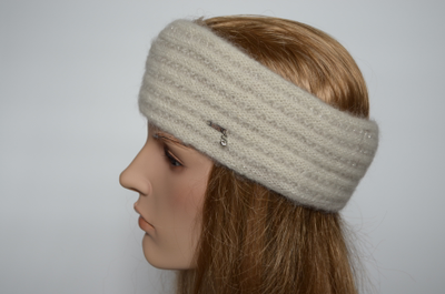 Белая вязаная повязка для женщин из мохера и альпака Италия Vizio 6703 F