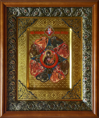 Неопалимая Купина. Рукописная икона 22х28см в киоте.
