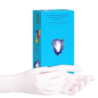 Перчатки нитриловые БЕЛЫЕ  (50 пар) р. S  и М  Safe&amp;Care