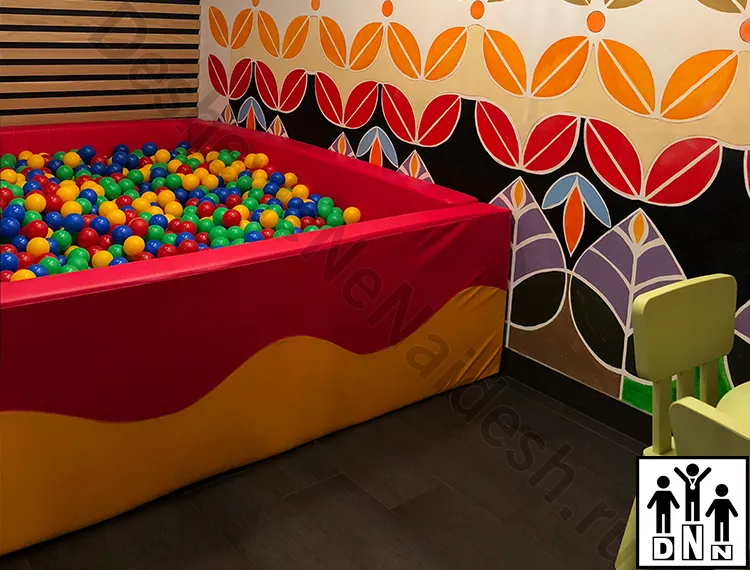 Сухой бассейн квадратный Волна красный-желтый