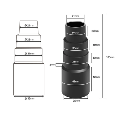 АДАПТЕР/ПЕРЕХОДНИК ДЛЯ ПЫЛЕСОСА РЕЗИНОВЫЙ 21-42 ММ