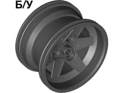 ! Б/У - Wheel 56mm D. x 34mm Technic Racing Medium, 3 Pin Holes, Black (44772 / 4262086 / 6005203) - Б/У