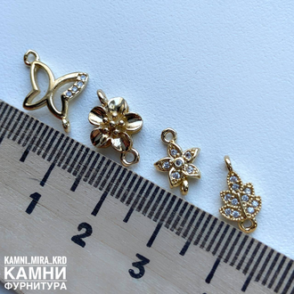 Коннекторы ЛЮКС "Цветок" 13х9 мм, позолота 14 К, цена за штуку
