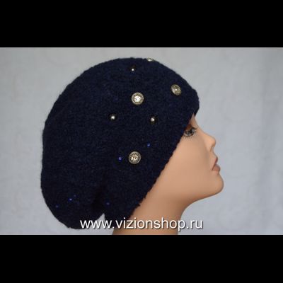 Женский берет Италия Vizio 6405 зима 2019 -2020 синий