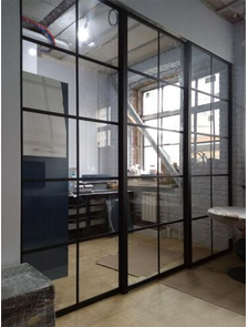 Перегородка раздвижная прозрачное стекло в клетку