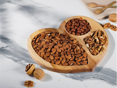 Менажница «Сердце», 250?250 мм, 3 секции, берёза