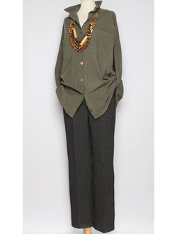 Рубашка Бохо "Вельвет асимметрия" хаки