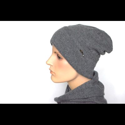 Шапка из кашемира с отворотом Италия Vizio 1104 CRY серая