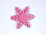 Снежинка из глиттерного фоамирана 3 см, цвет малиновый перламутр