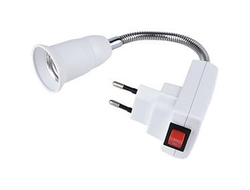 Ecola переходник вилка-патрон E27 гибкий 150мм с выключателем Белый APT7NWEAY