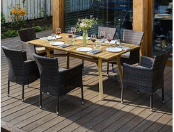 Обеденный комплект Modena 180 см на 6 персон с плетеными креслами