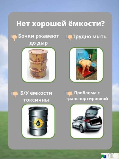 Складная емкость для воды EKUD на 2000 литров (h=100см) с крышкой