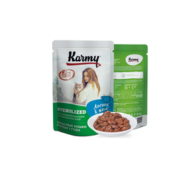 Пауч Karmy (Карми) влажный корм (пауч) для стерилизованных кошек, лосось в желе 80 г