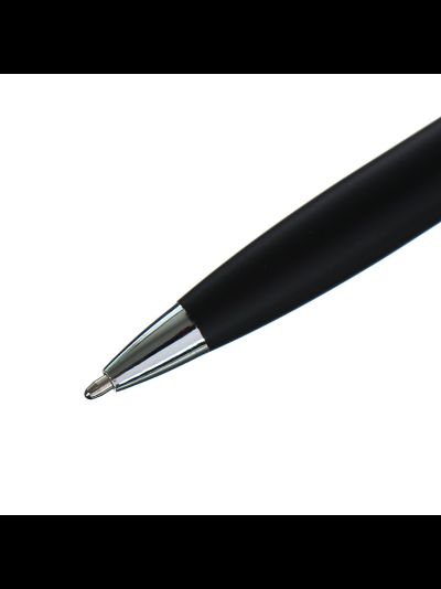 Ручка подарочная шариковая поворотная корпус чёрный матовый, стержень синий 0.7 мм, металлический корпус (под индивидуальную гравировку)