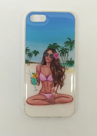 Защитная крышка силиконовая iPhone 5/5S девушка на пляже