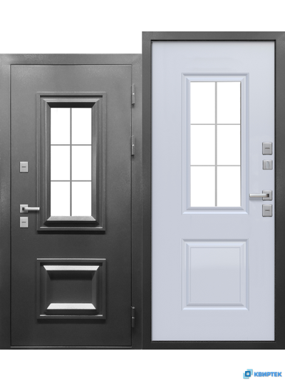 Дверь входная металлическая с терморазрывом ТЕРМО 3 Букле графит купить в Челябинске | КВИРТЕК