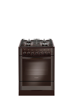 Газовая плита с электрической духовкой, четыре конфорки, без крышки.