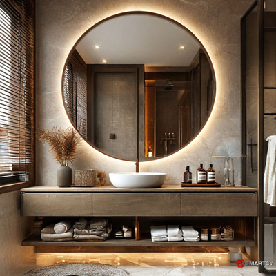 Зеркало круглой формы с интерьерной подсветкой