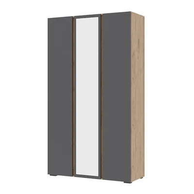 Спальня ХЕЛЕН - Шкаф 3х-створчатый с зеркалом ШК 02 Дуб Крафт золотой/Графит