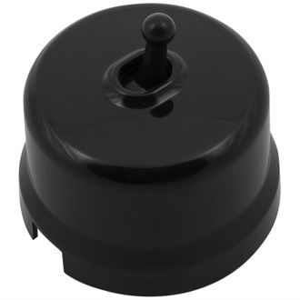 Ретро выключатель пластиковый тумблерный черный (Бирони)