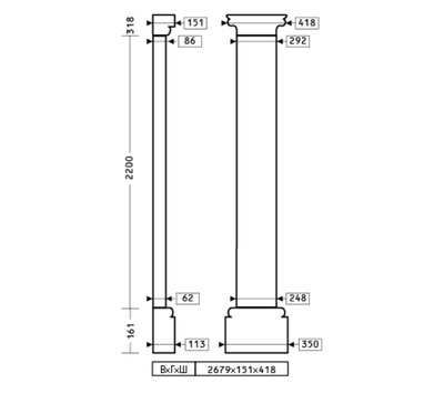 Пилястра 4.20.302 - 248 мм