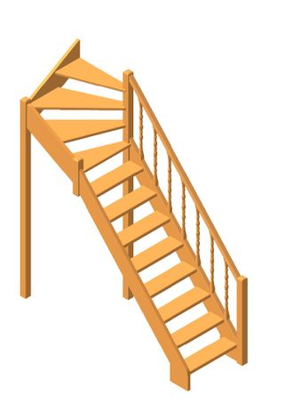 Деревянная меж этажная лестница Лес-715 (поворот 90°)