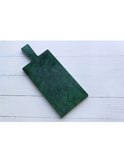 Блюдо для подачи прямоуг. 30*13 см. с ручкой зеленое, мрамор