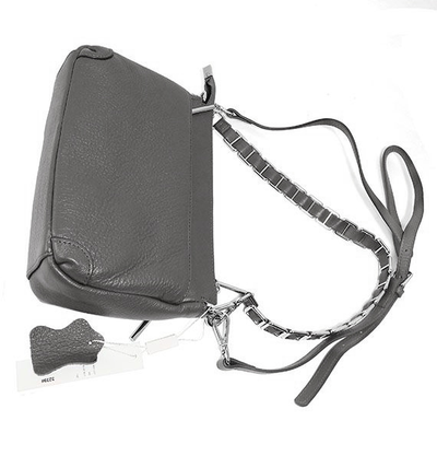 (АРТИКУЛ: 9105/0/22) СУМКА КЛАТЧ ЖЕНСКАЯ НЕБОЛЬШАЯ, НАТУРАЛЬНАЯ КОЖА, С ТРЕМЯ НАРУЖНЫМИ КАРМАНАМИ, СЕРАЯ, ДВА ПЛЕЧЕВЫХ РЕМНЯ