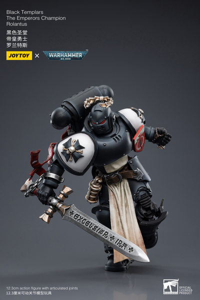 Чемпион Черных Храмовников (Warhammer 40k) - КОЛЛЕКЦИОННАЯ ФИГУРКА 1/18 Black Templars The Emperors Champion Rolantus (JT7585) - JOYTOY