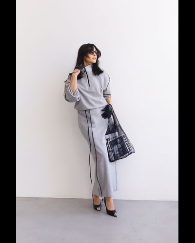 Платье макси из футера (меланж)