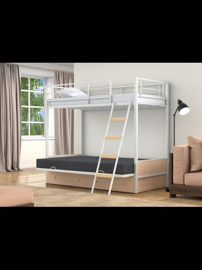 Двухъярусная кровать-диван Дакар 2 Белый (вставки дуб молочный)