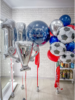 Набор шаров с гелием "Футбольный" с индивидуальной надписью, две цифры