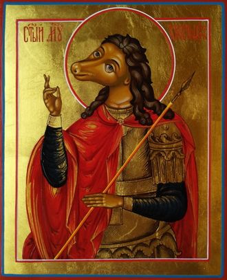 Христофор Псеглавец, Ликийский, Святой мученик. Рукописная икона.