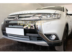 Защита радиатора Mitsubishi Outlander III 2015-2018 (4 части) chrome с парктроником