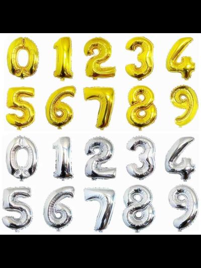 Фольгированная Цифра, 60 см, серебро, золото, под заказ (уточняйте наличие)