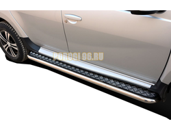 Пороги с накладным листом	d53 для Renault Duster  (2011-2015)