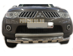 Защита переднего бампера (G ) d76 для Mitsubishi Pajero Sport (2008-2015)