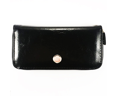 Кошелёк на молнии с металлической вставкой под логотип авто. Цвет: ЧЁРНЫЙ. С ЛИНЗОЙ